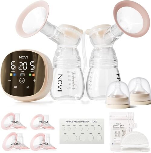 NCVI Extractor de leche eléctrico doble 8116, modo personalizable, succión, velocidad y succión de grado hospitalario